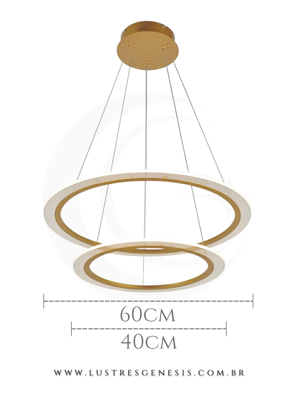 Luminaria de Teto Pendente LED DCD03178 Dourado Bivolt 63W 3000K &Oslash;40x60cm, Mesa Area Gourmet, Sala de Jantar, Suite Master